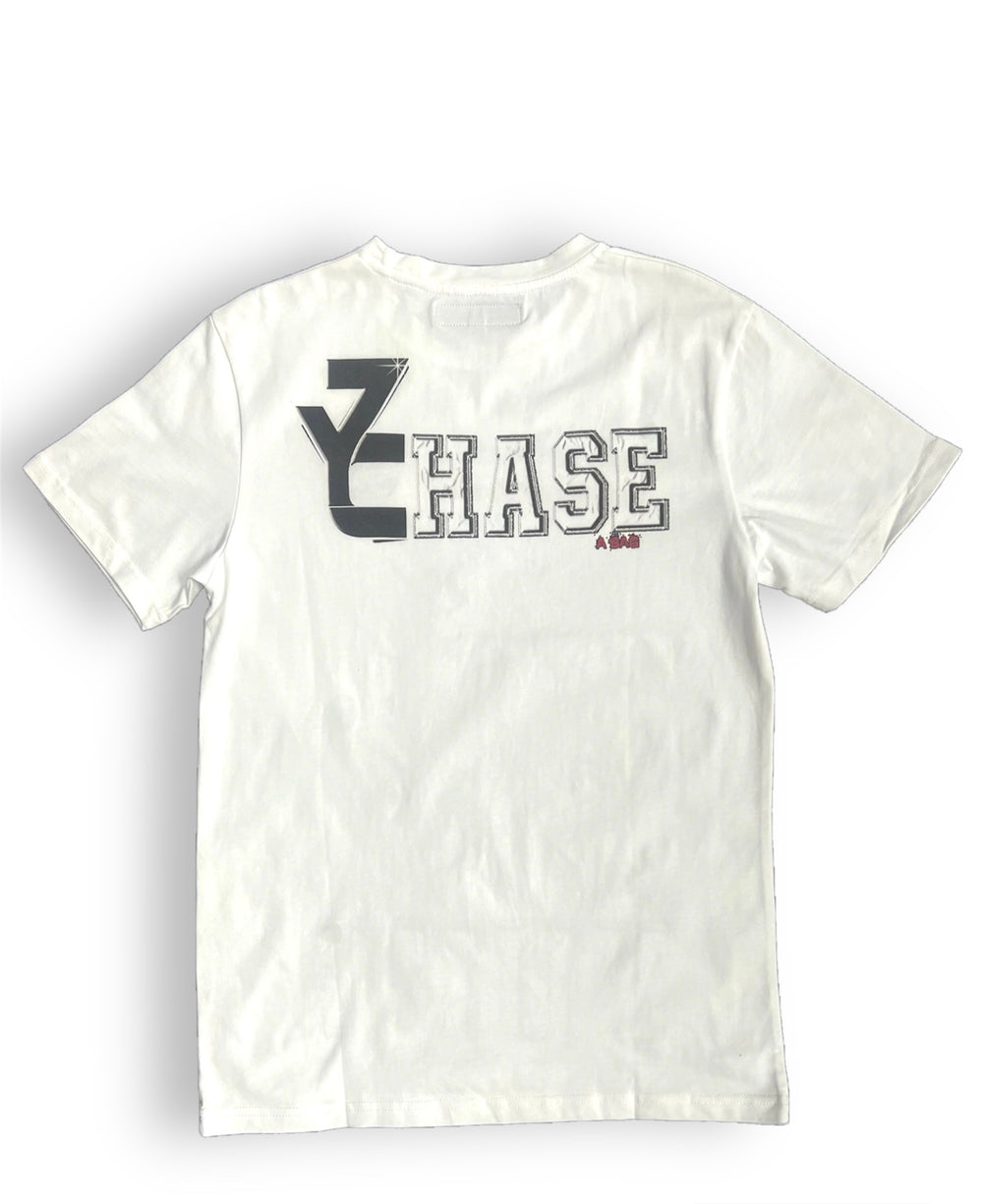 CHASE A BAG TEE (WHITE ON WHITE)